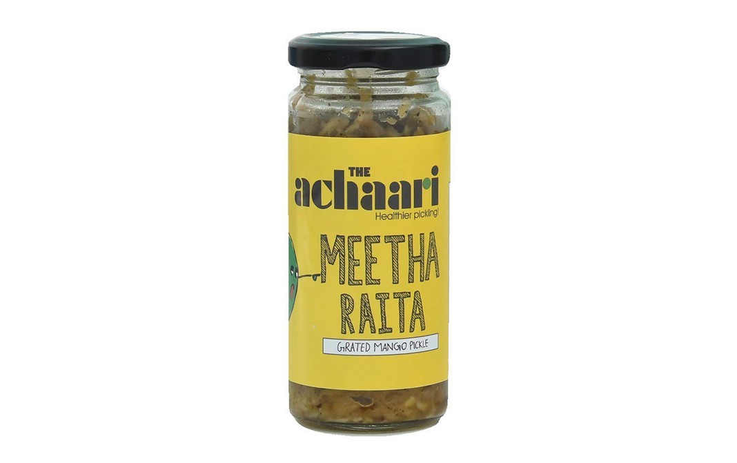 The Achaari Meetha Raita Grated Mango Pickle   Glass Jar  250 grams